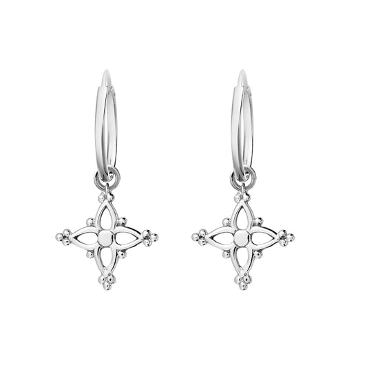 Silver Cross Star Earrings