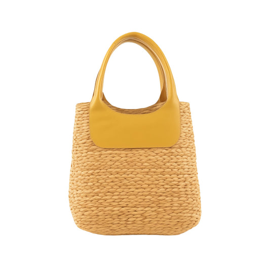 Bolso de playa tejido dorado