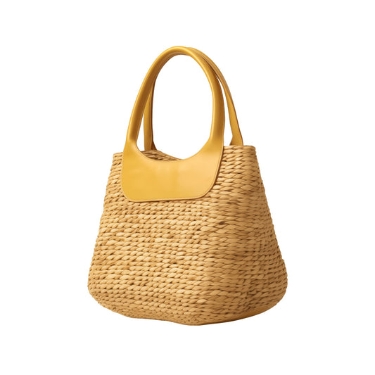 Golden Woven Beach Bag