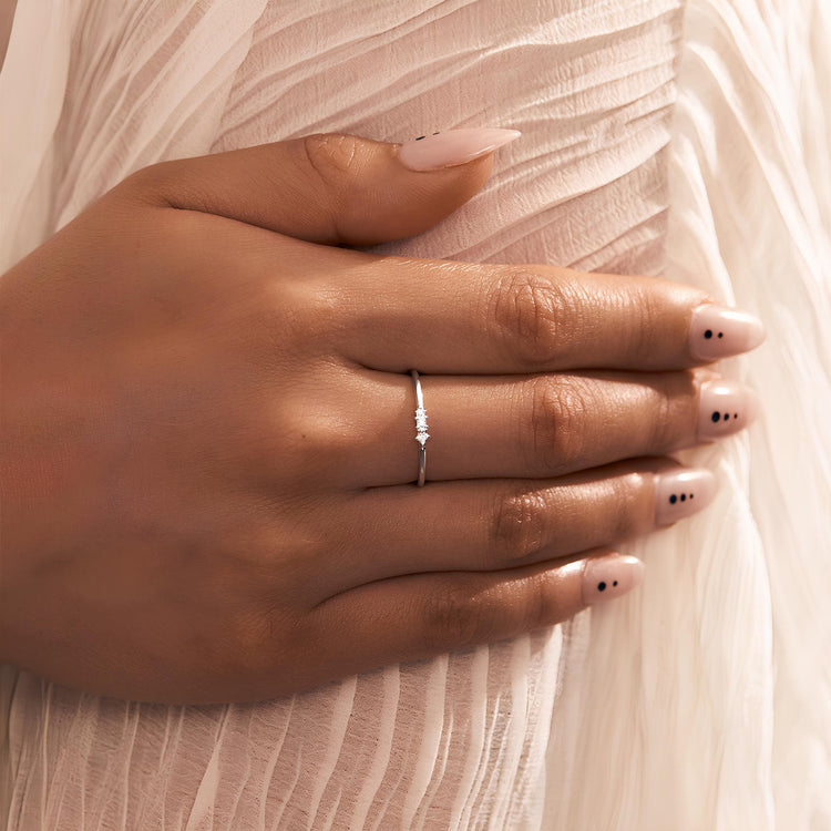 Triple Gemstone Silver Ring